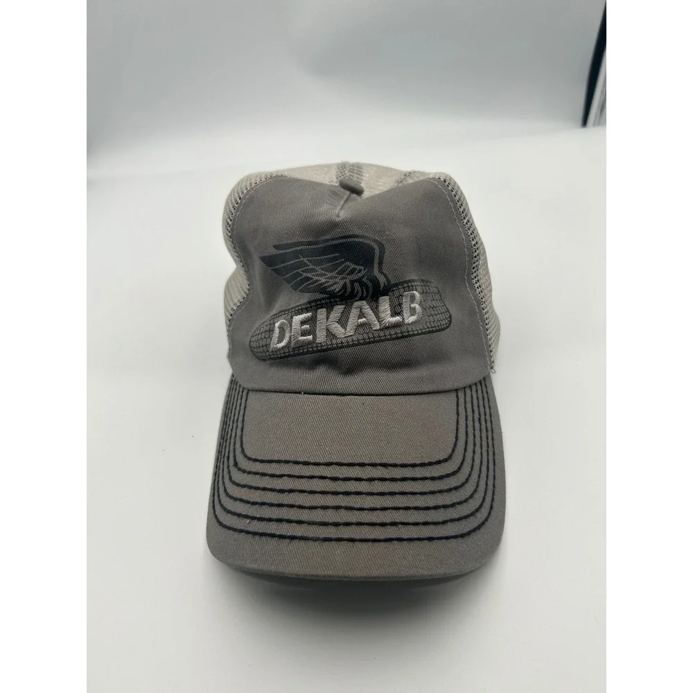 DeKalb AgSeed Trucker Hat Grey Mesh‎ Back Adjustable Farming Seed Cap Vintage